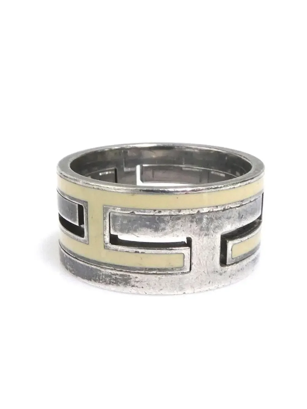Auth Hermes Move H Ring Cream/Silver #303018H16B